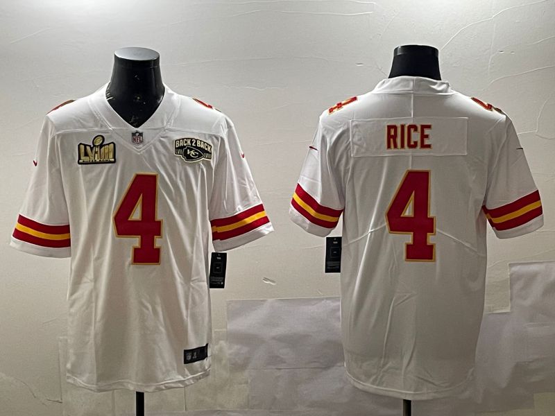 Men Kansas City Chiefs 4 Rice White Second generations 2025 Nike Limited NFL Jersey style 2